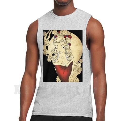 Geisha tank tops vest 100% Cotton Geisha Japan Japanese Kimono Kyoto Geisha Girl Japon Tokyo Asian Flowers Floral