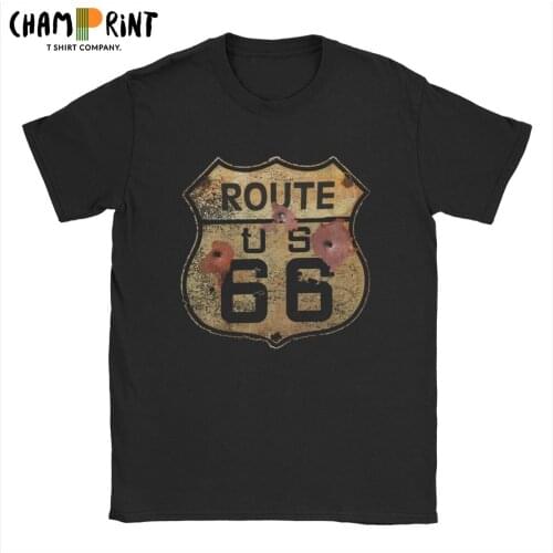 Men Route 66 Vintage Highway USA T Shirt Cotton Clothing Unique Short Sleeve O Neck Tee Shirt Adult T-Shirts