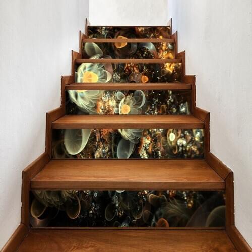 PVC Mural Paper Print Dream Flowers Art Renew Stair Stickers Home Decor Picture Self Adhesive Waterproof Wallpaper For Bedroom