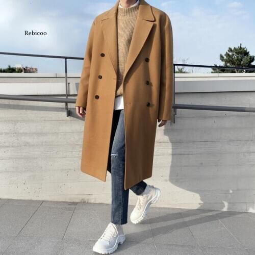 Autumn and Winter New Korean Version of The Woolen Coat Trend To Keep Warm Solid Color Fashion Casual Windbreaker Jacket