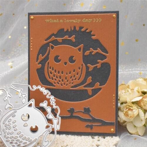 New Animal Owl Background Metal Cutting Dies Embossing Stencil for DIY Scrapbooking Album Paper Cards Making Craft