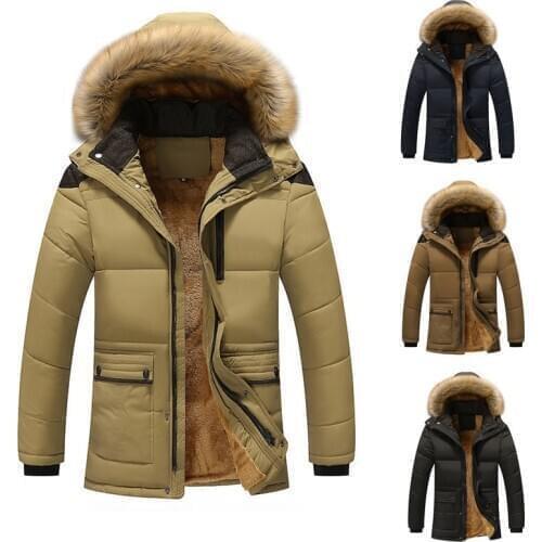 Solid Winter Parkas Men Windbreaker Waterproof Thick Warm Hooded Parka Mens Casual Plus Velvet Hoodies Oversized Coat Jackets