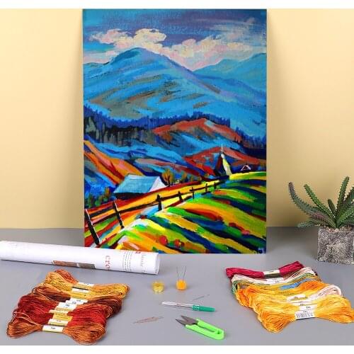 Landscape Etude Pre-Printed 11CT Cross Stitch Set DIY Embroidery DMC Threads Handiwork Sewing Knitting Craft Promotions