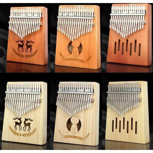 17-key Kalimba thumb piano finger piano beginner musical instrument African solid pine peach heart with study book tuning hammer