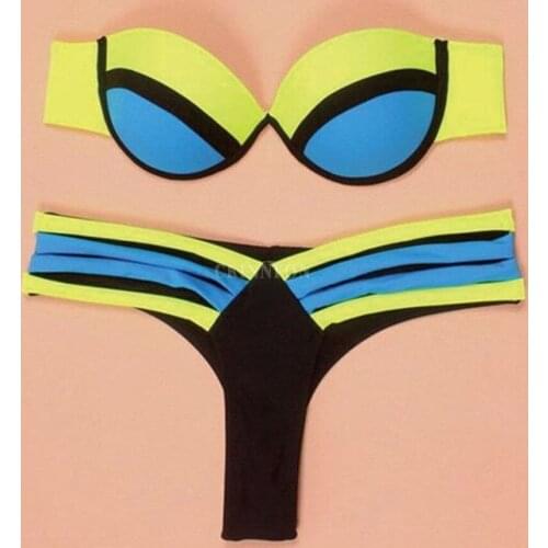 20Pcs/Lot Sexy Women Bikinis Two Pieces Contrast Color Bikini Women Push Up Bikini