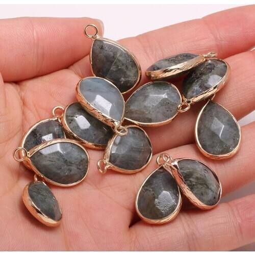 Natural Stone Faceted Pendants Labradorite Water drop shape Exquisite Charms for Jewelry Making Diy earring necklace accessories