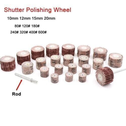 10-20mm Dremel Accessories Sandpaper Sanding Flap Polishing Wheels Sanding Disc Shutter Polishing Wheel For Rotary Tool 3mm Rod