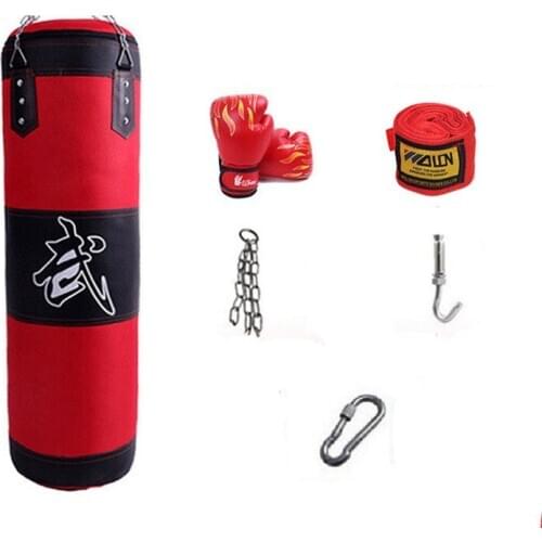 Empty punching bag boxing gloves 6pcs set for taekwondo muay thai sanda boxing fitness training bags heavy oxford punch bag
