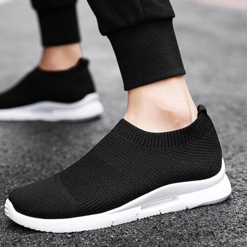 Air Mesh Slip on Mens Shoes Sports Shoes Running Sneakers for Men Socks Sneakers Man Sport Black Male Jogging Sapatos Gym E-464