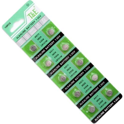 YCDC 20pcs Alkaline AG11 Watch Battery 1.55V Single Use Button Coin Cell Battery 162 362 532 601 D361 D362 GP62 LR721 Batteries