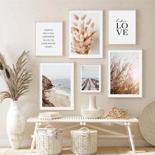 Nordic Nature Landscape Poster Grass Beach Bridge Bohemian Painting Canvas Art Print Modern Living Room Wall Decoration Picture