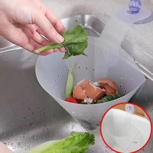 Kitchen Foldable Suction Sink Filter Drain Drainer Strainer Simple Storage Holder Basket
