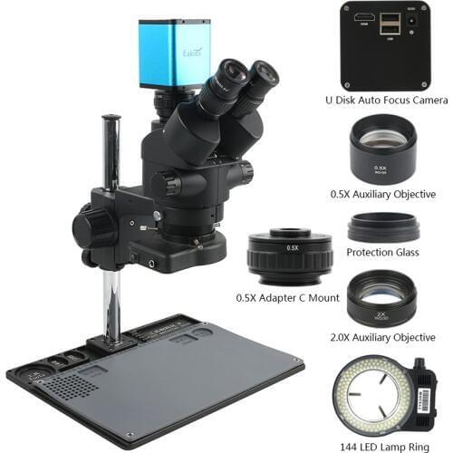 SONY IMX290 Autofocus Measurement Camera Simul-Focal 3.5X-90X Zoom Trinocular Stereo Microscope For PCB Soldering Repair
