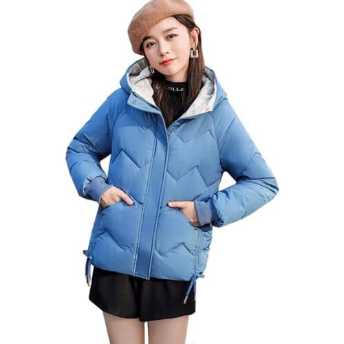 Warm Women Coat 2021 Autumn Winter Cotton Padded Female Hooded Jacket Short Thick Student Parkas Outwear Korean Loose Basic Coat