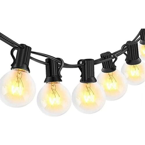 Thrisdar 25Ft G40 LED String Lights with 25PCS E12 Clear Globe Bulbs Outdoor Garden Backyard Bistro Pergola Tents Gazebo Decor