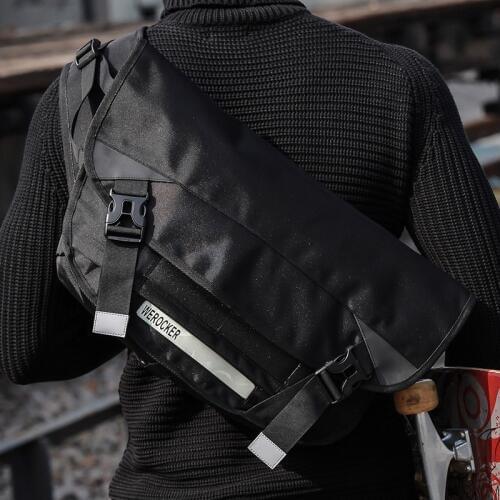 Bicycle Messenger with Shining Light for Men Black Sport Bag for Boys Teenagers Large Capacity Laptop Sport Shoulder Bags