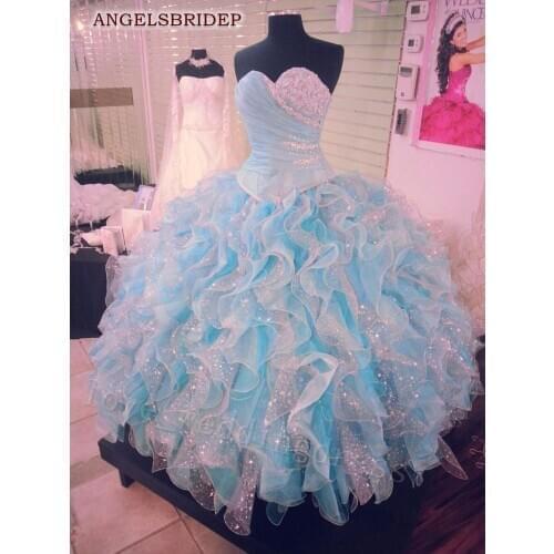 Vintage Blue Quinceanera Dresses For 15 Party Sparking Beading Tulle Sweet 16 Formal Ball Gowns Debutante Party Dress