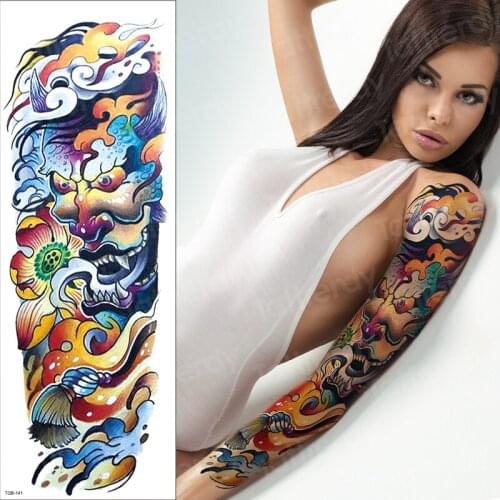 Temporary fashion tattoos large waterproof sexy arm sleeve tattoo for women girls leg thigh tattoo & body art full long sleeve