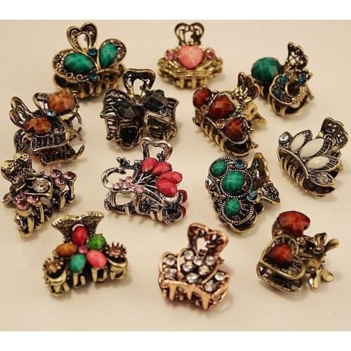 10PC Women Retro Hairclip Resin Mini Butterfly Crown Hair Claw Barrette Jewelry Hair Styling Accessories Tools for Wedding Gift