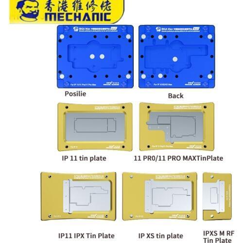 10sets MECHANIC iBGA Stencil Reballing Kit for iPhone X/XS/XS MAX/11/11 Pro/11Pro MAX Motherboard Planting Tin Fixture Platform