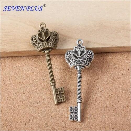 Good Quality 10 Pieces/Lot 61mm*21mm Diy Jewelry Making Crown Key Necklace Pendants