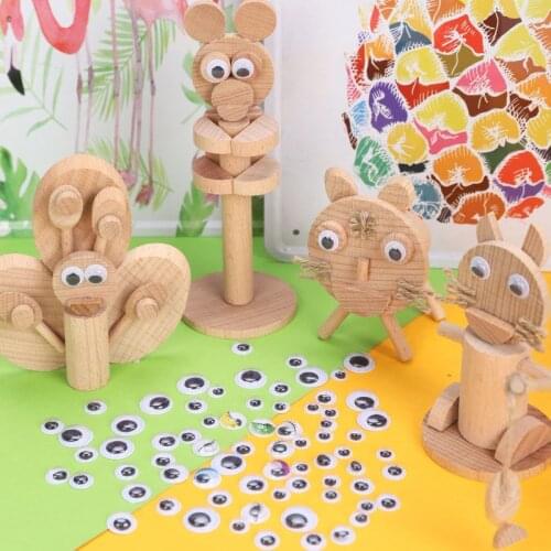 100pcs Childrens Handmade Materials Animal Eyes Self-adhesive Movable Baby DIY Making Doll Toy Accessor Eyes Plastic colorful