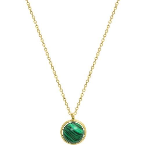 2021 Minimalist Design 316L Stainless Steel PVD Gold Plated Turquoise Pendant Necklace For Women Girl Trendy Jewelry Gift