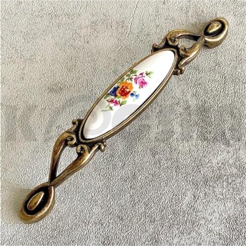 6 PCS Porcelain Handle Cabinet Drawer Furniture Kitchen Handle 137 040 Emerald