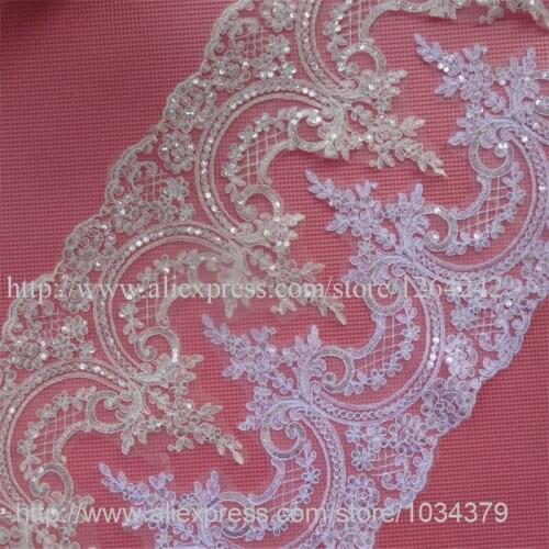6Yards Glitter Ivory/ White 2Colors Europe Lace Wedding Dress DIY Manual Accessories Guipure LaceTrim 220mm LW0333