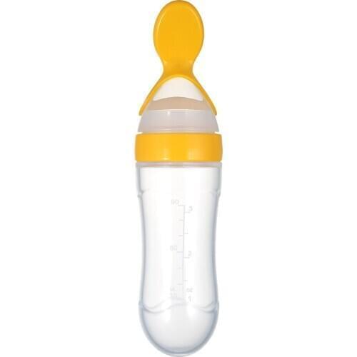 90ml/3oz Baby Food Dispensing Spoon Bottle Food-grade Silicone Squeeze Feeder Juice Cereal Supplementary Food Feeding Bottle