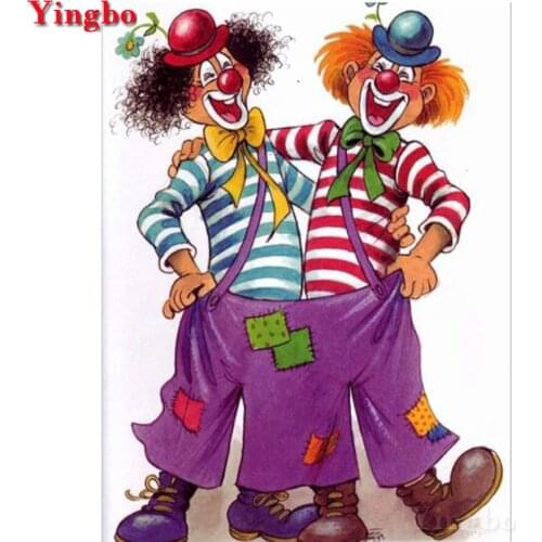 Full square round diamond 5D DIY Diamond Painting Happy clown Diamond embroidery cross stitch kit Diamond Mosaic stickers decor