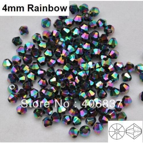 Free Shipping, 720pcs/Lot 4mm rainbow color Chinese Top Quality Crystal Bicone Beads