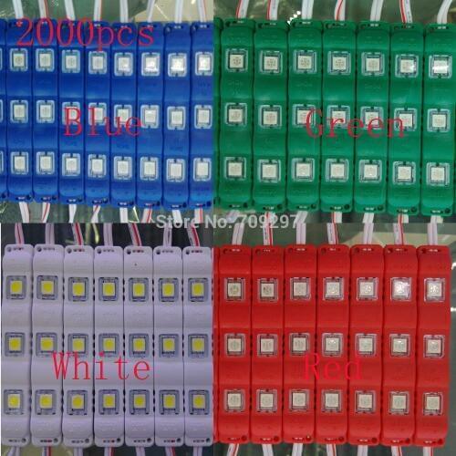 FREE DHL 2000pcs/lot White/Warm white/Red/Blue DC12V waterproof 5050 injection LED Module light with lens,advertising light M98