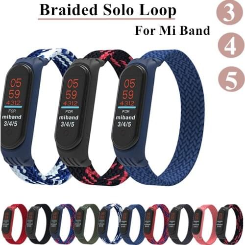 Bracelet for Mi band 4 Strap Nylon Braided Solo Loop pulseira bracelet Miband4 Miband5 Wristband for xiaomi Mi band 5 3 6 strap