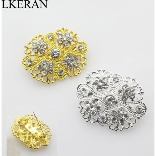 10pcs Fashion Women Brooches button Lady Rhinestones Crystal Wedding Party decoration hair flower Brooch Pin Jewelry Accessories