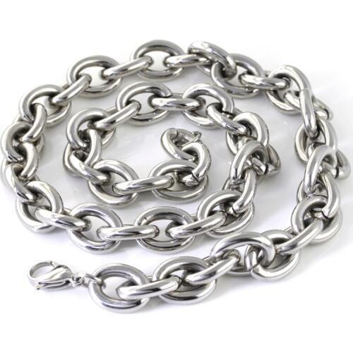 Chunky 15mm wide 20 inch- 40 inch for choose 316l Stainless Steel Mens Smooth Heavy Oval Link Chain Necklace Jewelry