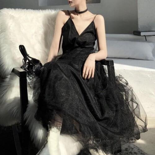 Black long skirt dress dress French dark wind waist small black dress women shirt dress plus size sexy dress plus size