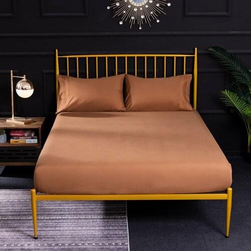 Home Anti-Slip Mattress Protector Cover Solid Color Fully Wrapped Fitted Bed Sheet with Elastic For Adult Twin Full Queen King