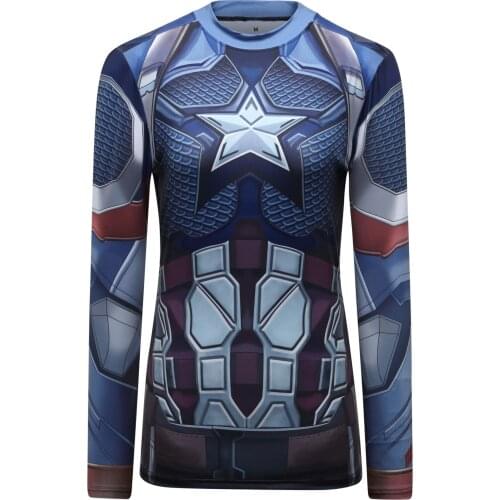 Factory Hot Sale Female Compression Women Long Sleeve Tshirt 3D Comicis Funny Women Tights