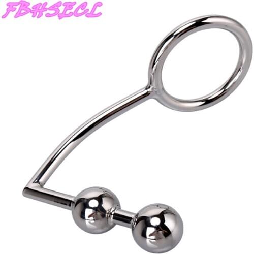 FBHSECL 40/45/50mm Stainless Steel With Ball Hole Anal Hook Sex Toys for Men Women Anal Dilator Butt Plug Metal Adult Products