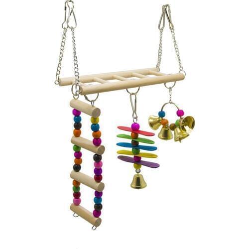 Bird Toys For Parrot Perch Wood Accessories And Budgie Stand Swing Ladder Pet African Grey papegaai speelgoed