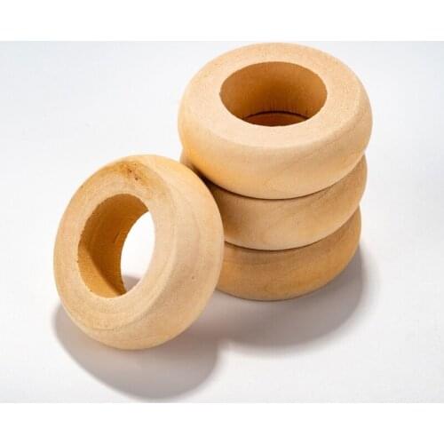 N58C 10 Pcs Natural Wooden Serviette Holders Napkin Rings Set Round Serviette Rings Bulk for Party Decoration Dining Table Décor