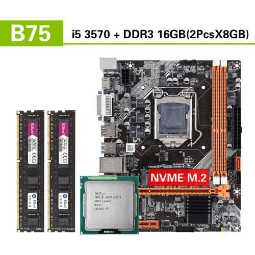 Kllisre B75 motherboard set with Core i5 3570 2 x 8GB = 16GB 1600MHz DDR3 Desktop Memory NVME M.2 USB3.0 SATA3