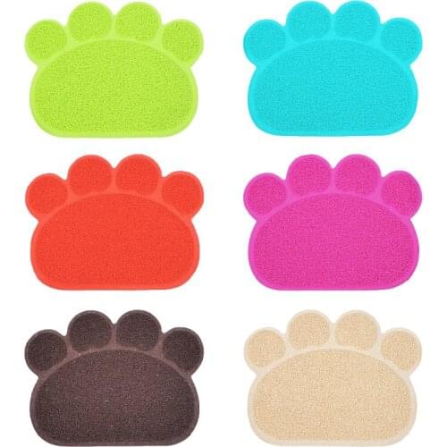 Paw Shaped Cat Litter Mat Litter Trapping Pad Waterproof PVC Pet Dog Food Mats Feeding Placemat Easy Washing Non-slip Floor Pads