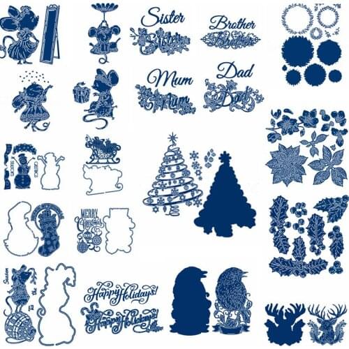 Beauty Mouse Snowman Christmas Tree Leaves Metal Cutting Dies Scrapbooking For Card Album Embossing Crafts Die Cuts New 2019