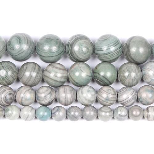 Natural Stone Smooth Sliver Line Charm Round Loose Beads For Jewelry Making Needlework Bracelet Diy Strand 6 8 10 12 MM