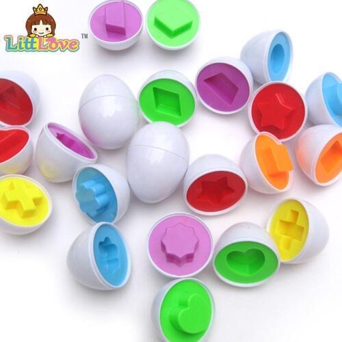 LittLove 6Pcs Eggs Learning Education Toys Kids Mixed Shape Wise Pretend Puzzle Smart Baby Kid Learning Toys Tool Brain Games