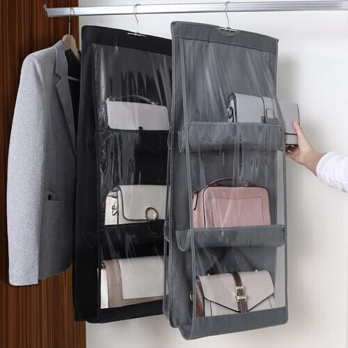 6 Pocket Hanging Bags Organizer Closet Closet Transparent Storage Bags Door Wall Clear Sundry ShoeBags With Hanger Bags