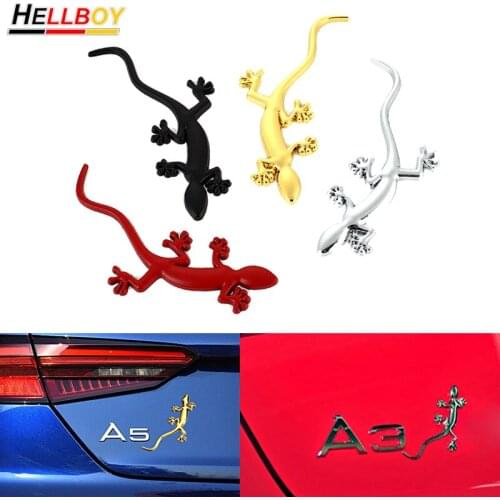 3D Metal Gecko Car Body Sticker Decals For Audi A3 S3 A4 S4 A5 S5 A6 S6 Sline Q3 Q5 Q7 RS3 Side Fender Trunk Bumper Emblem Badge