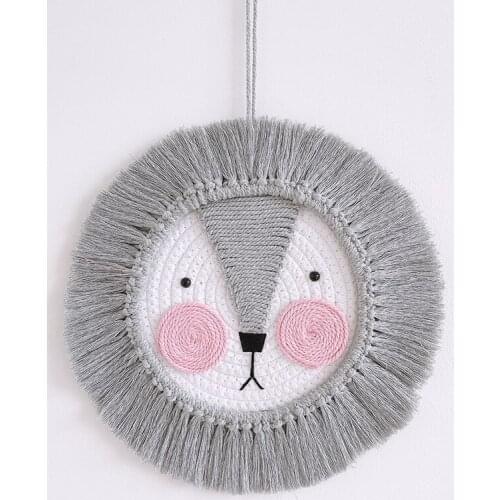 Cartoon Tiger Lion Panda Wall Hanging Pendant Baby Children Bedroom Decorations Handwoven Cotton Ornaments Nursery Photo Props